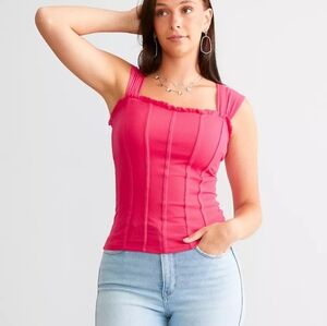 Willow & Root Corset Hot Pink Top L NWOT